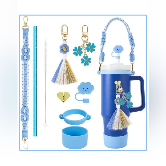 Floral Tumbler Set with Accessories. New fits Stanley 14, 30, 40 ounce cups - Picture 1 of 13